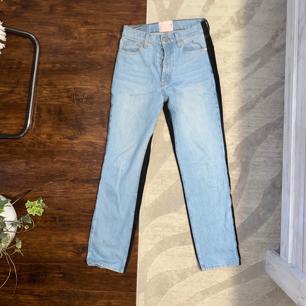 Revice blue and black girlfriend straight jeans